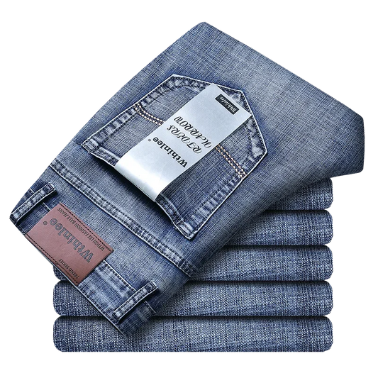 2026 New Business Men's Jeans Casual Straight Stretch Fashion Classic Blue Black Work Denim Pant Trousers Male Clothing