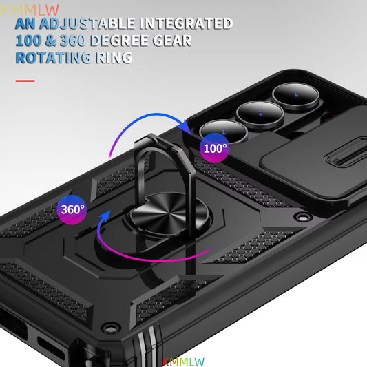 Case For Samsung Galaxy S26Plus S26Ultra S26 S25Ultra Camera Slide Armor Protection 360 Degree Rotate Cover