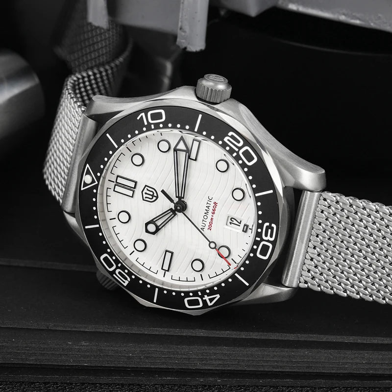 Watchdives WD007 V4 Mens Watches PT5000 Automatic Movement Nylon Strap Watch 200m Waterproof Mechanical Watches with Gift Box