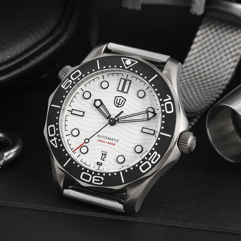 Watchdives WD007 V4 Mens Watches PT5000 Automatic Movement Nylon Strap Watch 200m Waterproof Mechanical Watches with Gift Box
