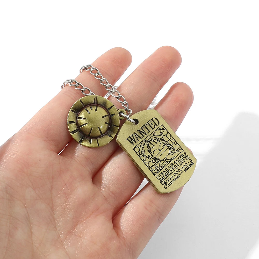New Anime Figures Necklace Kawaii Luffy Straw Hat Pendant Necklace Cartoon Man Woman Jewelry Children Gifts Toys