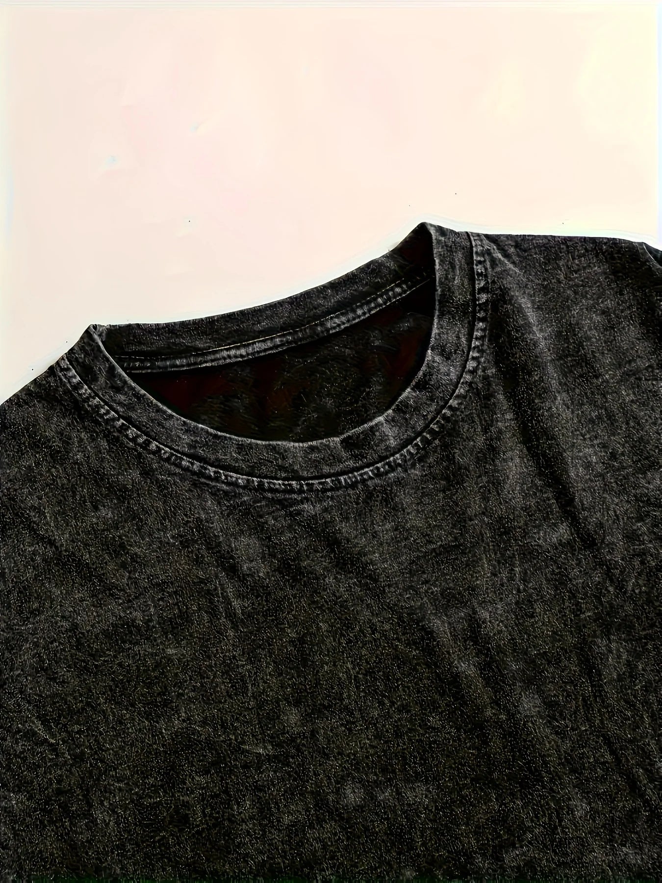 Summer Men's Round-neck T-shirt 100% Cotton Washed Black Simple Print Pattern Retro Casual Multi-purpose Fit Outdoor Breathable