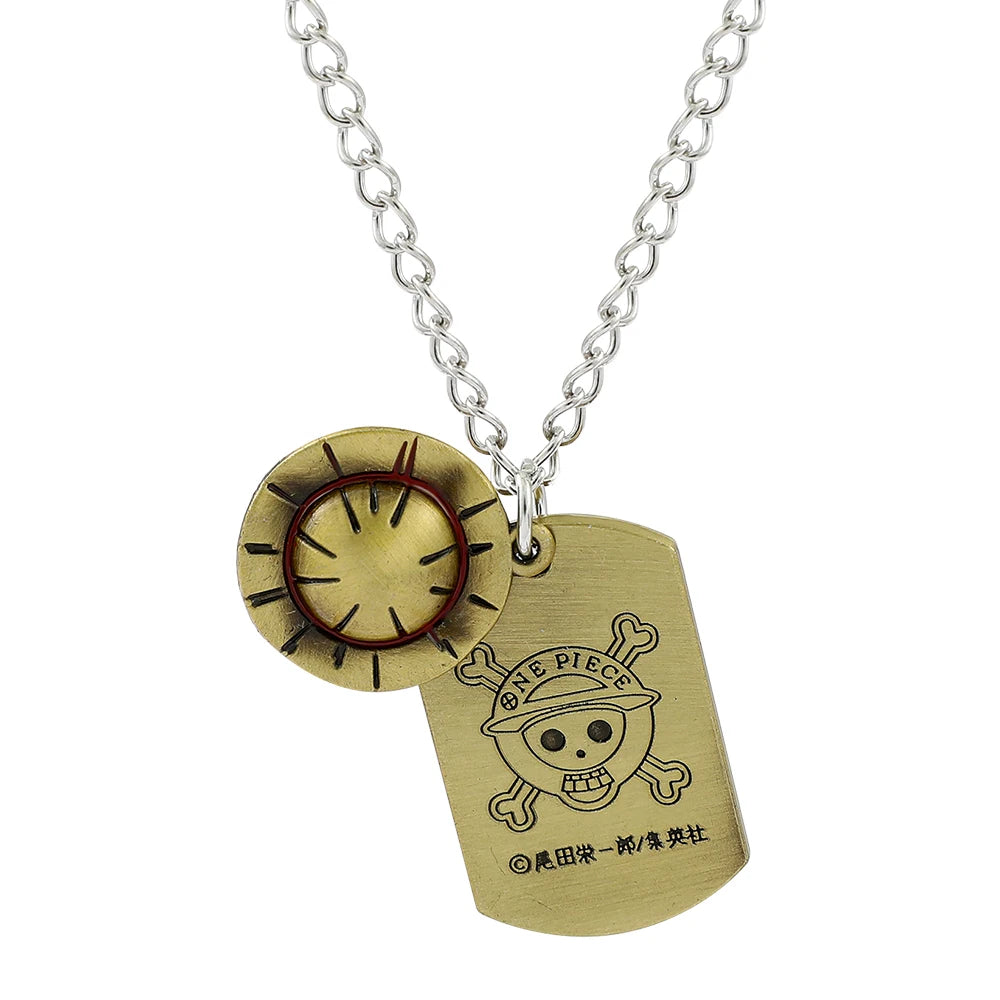 New Anime Figures Necklace Kawaii Luffy Straw Hat Pendant Necklace Cartoon Man Woman Jewelry Children Gifts Toys