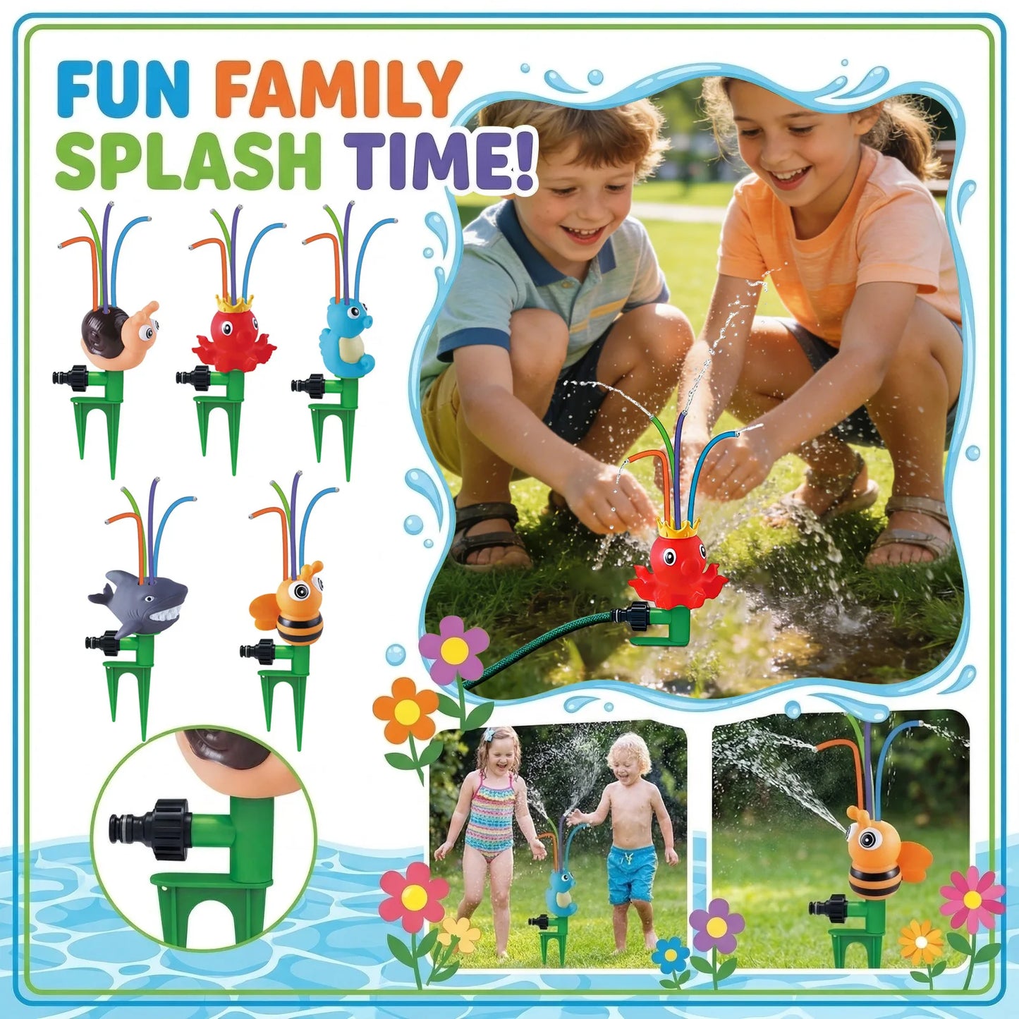 Outdoor Rotating Water Sprinkler for Garden, Fun Summer Water Toy for Parent-Child Bonding Activities