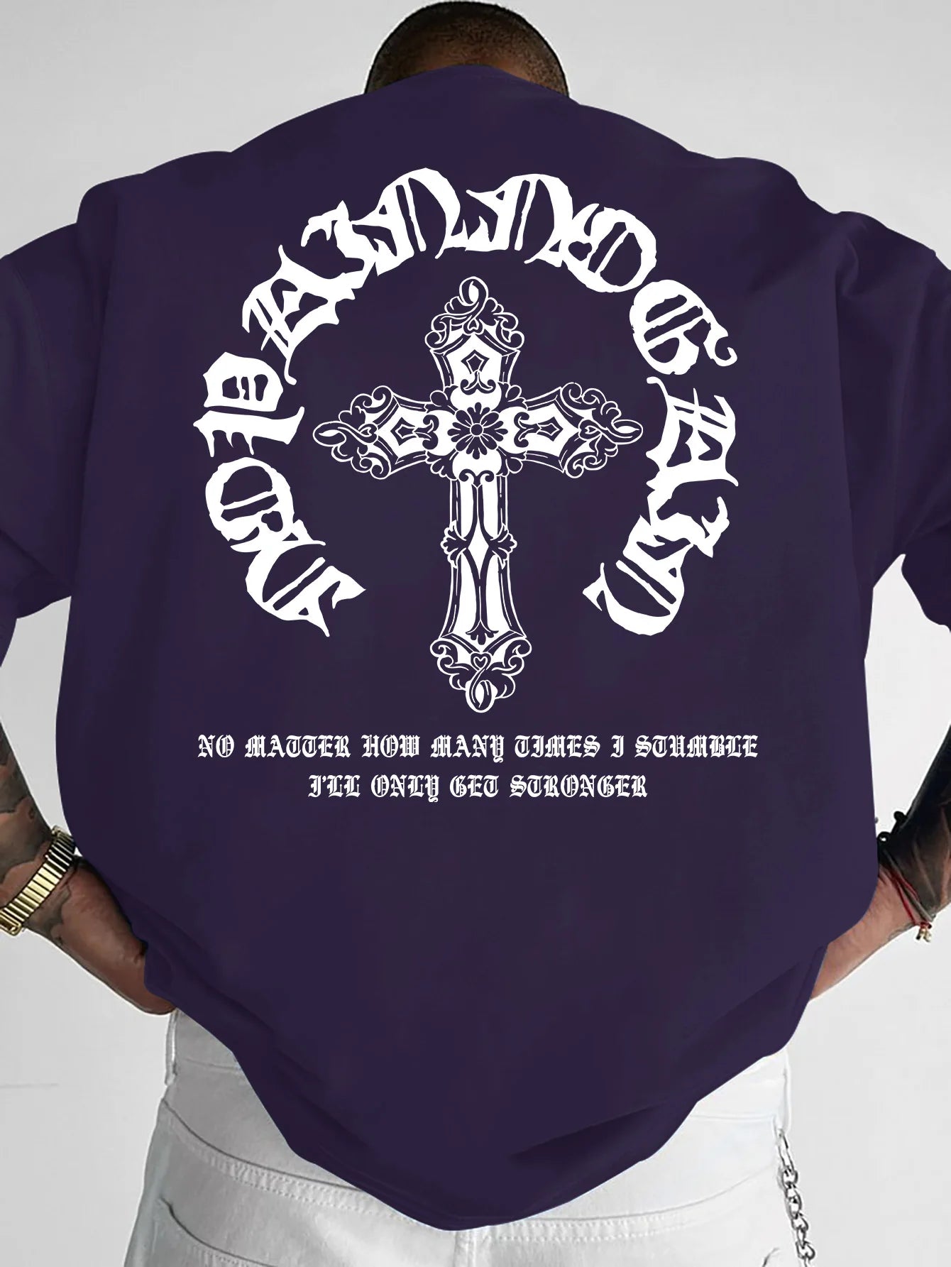 Men's Gothic Streetwear T-Shirt Ornate Cross & Circle Script Graphic Print Crew Neck Short Sleeve Polyester Tops S-XXL