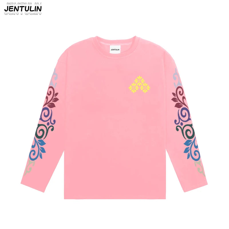 New High Quality Men's Korean Style Comfortable Breathable Round Neck Long Sleeved T-shirt Summer Fashion Printed Outdoor Top