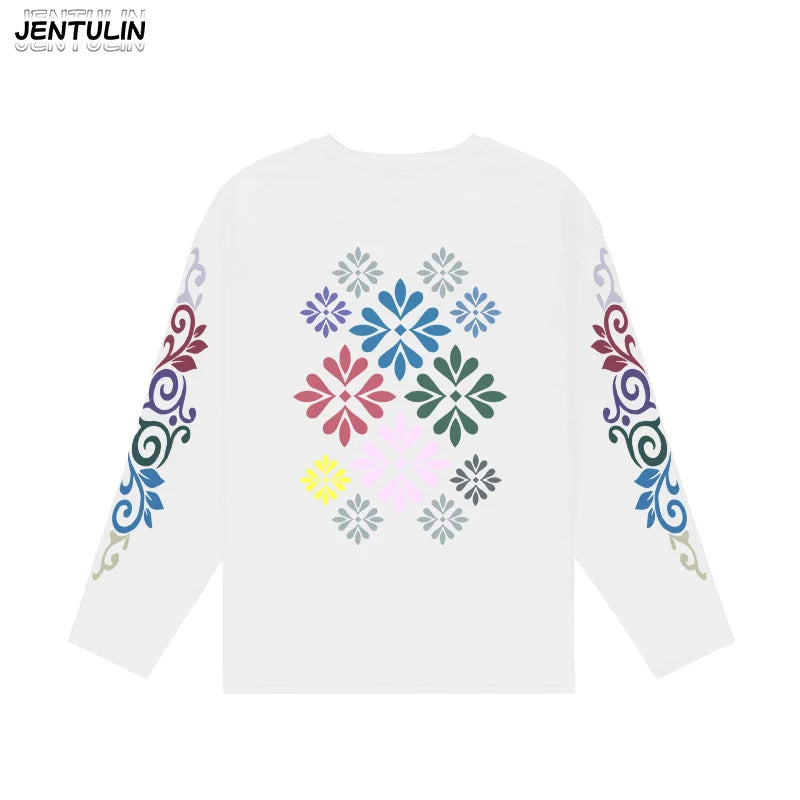 New High Quality Men's Korean Style Comfortable Breathable Round Neck Long Sleeved T-shirt Summer Fashion Printed Outdoor Top