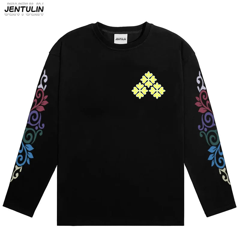 New High Quality Men's Korean Style Comfortable Breathable Round Neck Long Sleeved T-shirt Summer Fashion Printed Outdoor Top