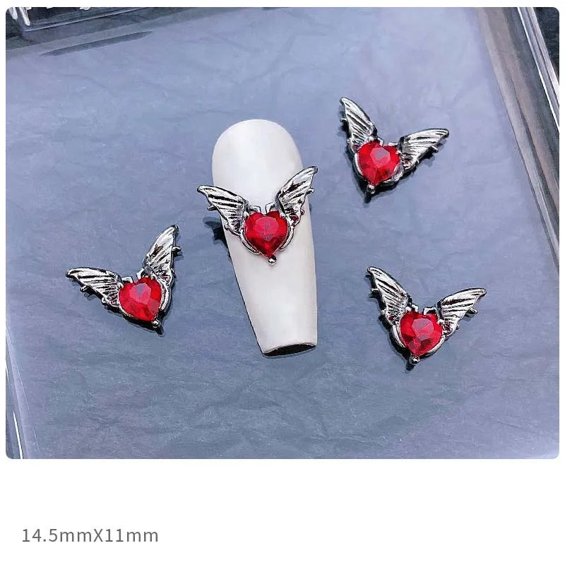 10pcs Alloy Gothic Punk Style Nail Charms 3D Chrome Skeleton Cross Heart Spider Nail Decoration DIY Halloween Nail Accessories